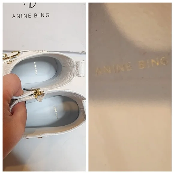 Anine Bing Penny Bootie White Leather Gold Studs. New with box. EU Size 41.